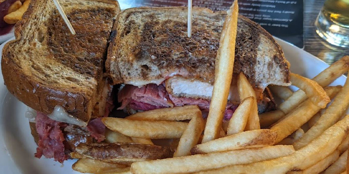 Reuben sandwich from the Rivalry Alehouse, the best Rueben in Antioch Illinois