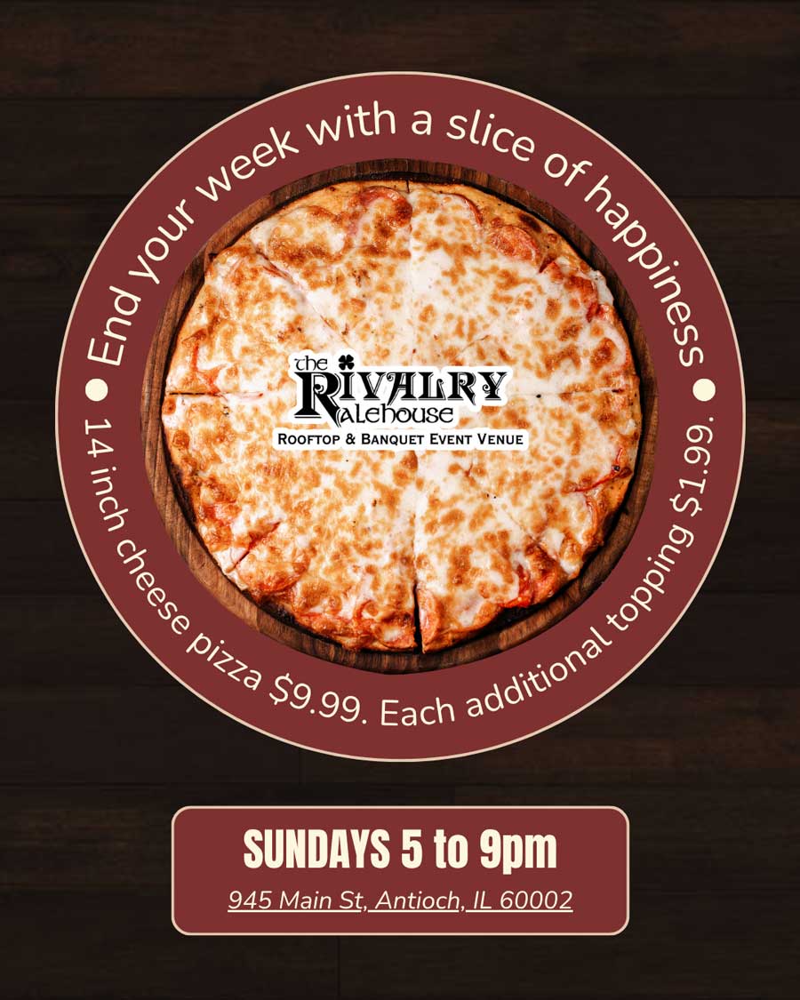 Sunday pizza specials from Rivalry Alehouse